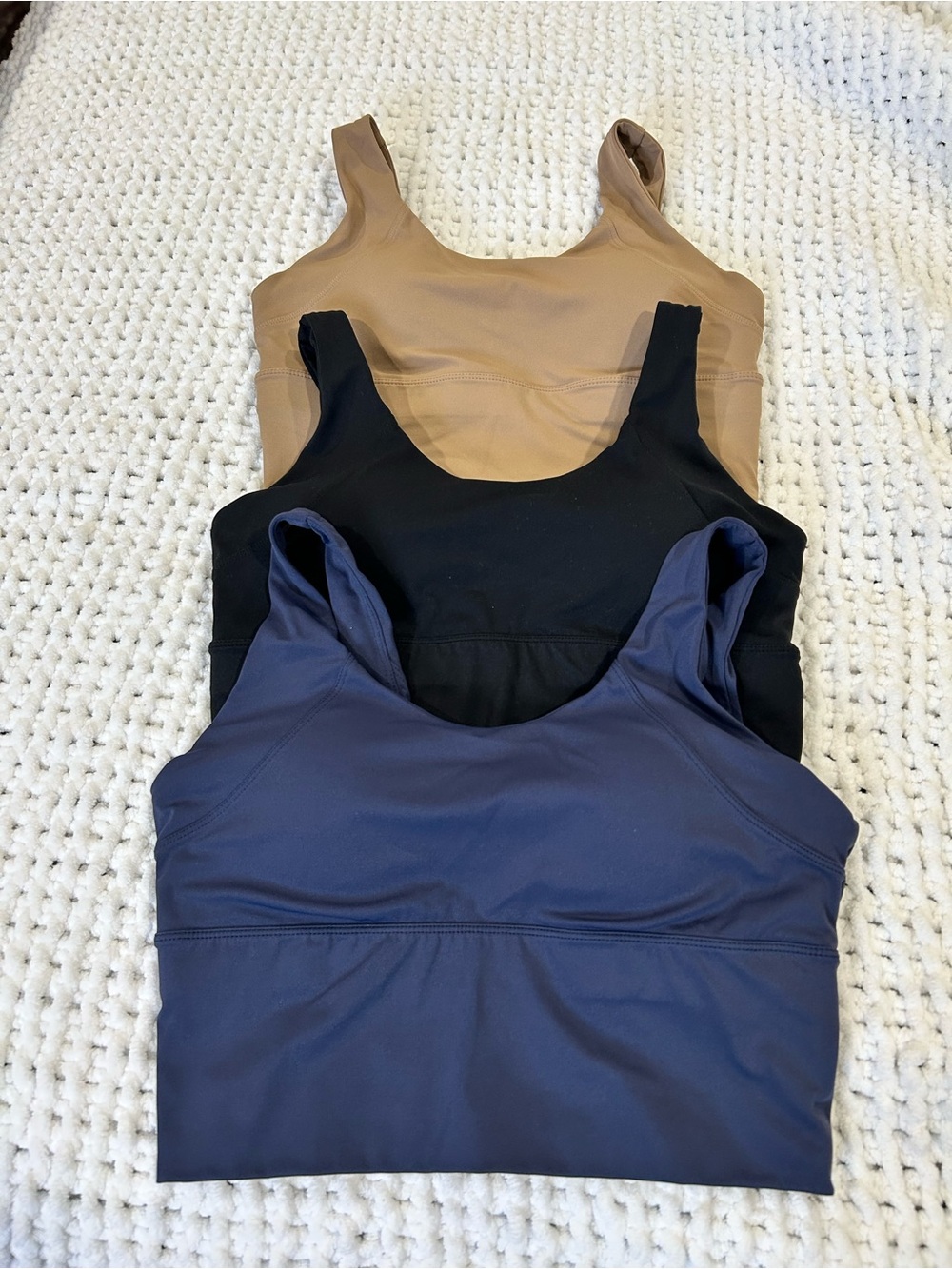 Neutral & Navy Seamless Sports Bras - Set of 3